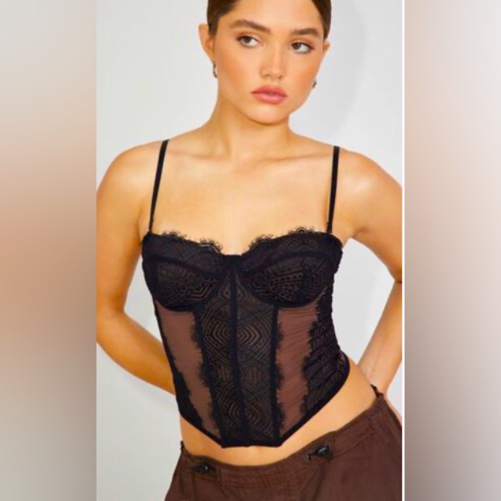 Black and brown corset top. Size XS from Garage